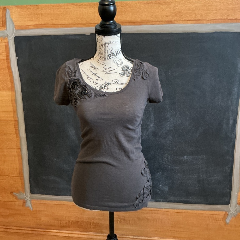 J. Crew Gray Embellished Fitted lightweight sweater size XS